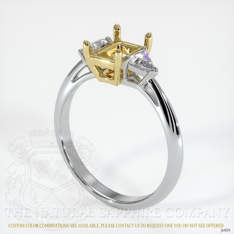 14K Yellow & White Three Stone Ring Setting