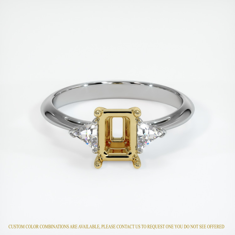 14K Yellow & White Three Stone Ring Setting