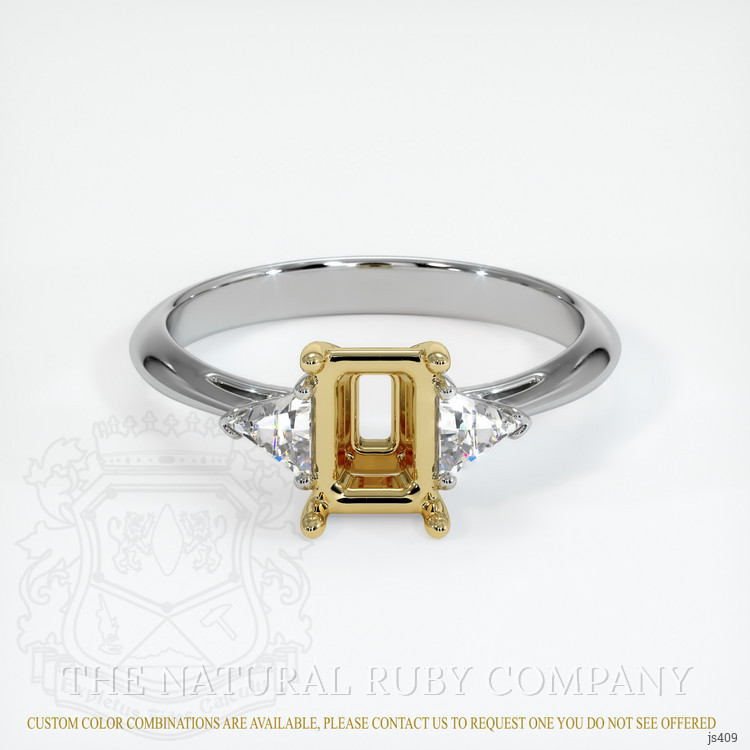 14K Yellow & White Three Stone Ring Setting