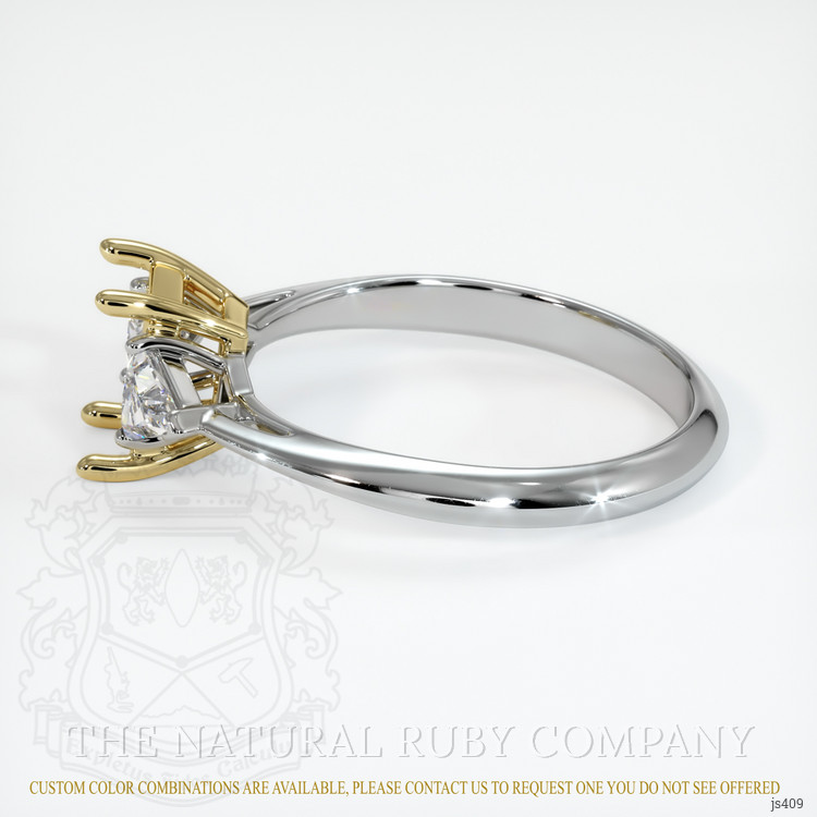 14K Yellow & White Three Stone Ring Setting