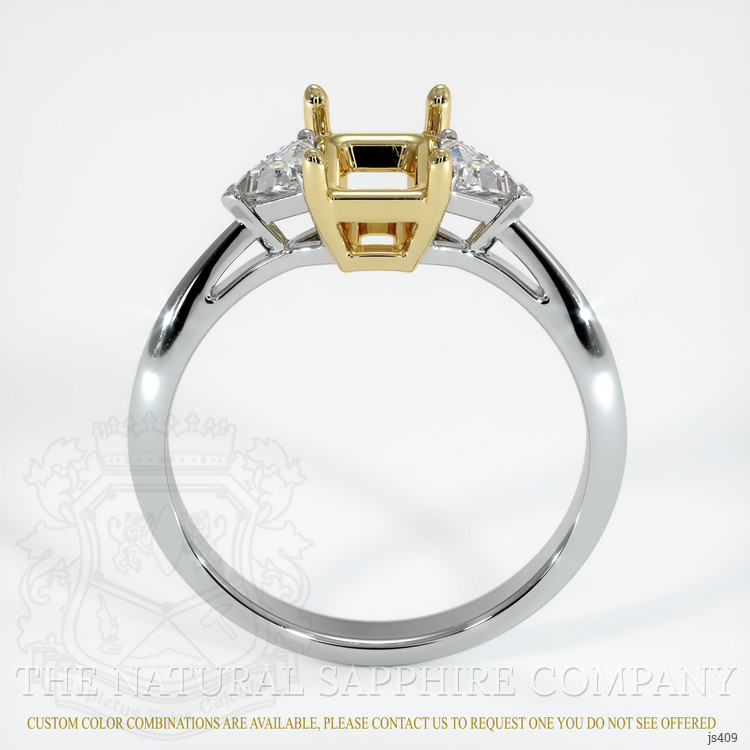 14K Yellow & White Three Stone Ring Setting