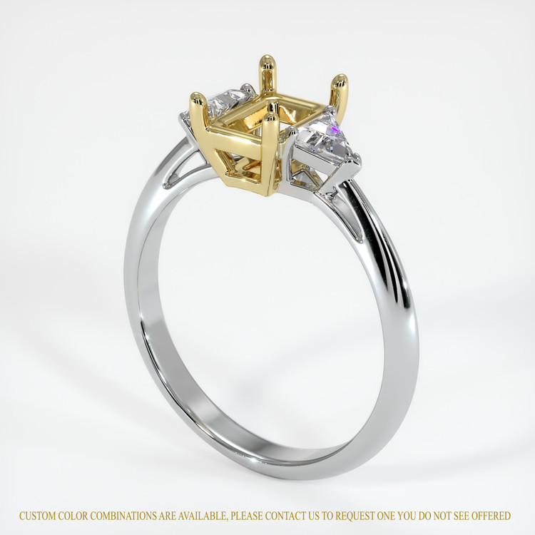 18K Yellow & White Three Stone Ring Setting