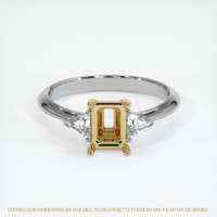 18K Yellow & White Three Stone Ring Setting Image