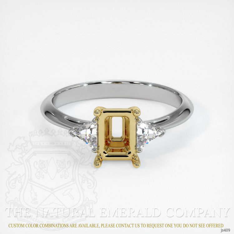 18K Yellow & White Three Stone Ring Setting