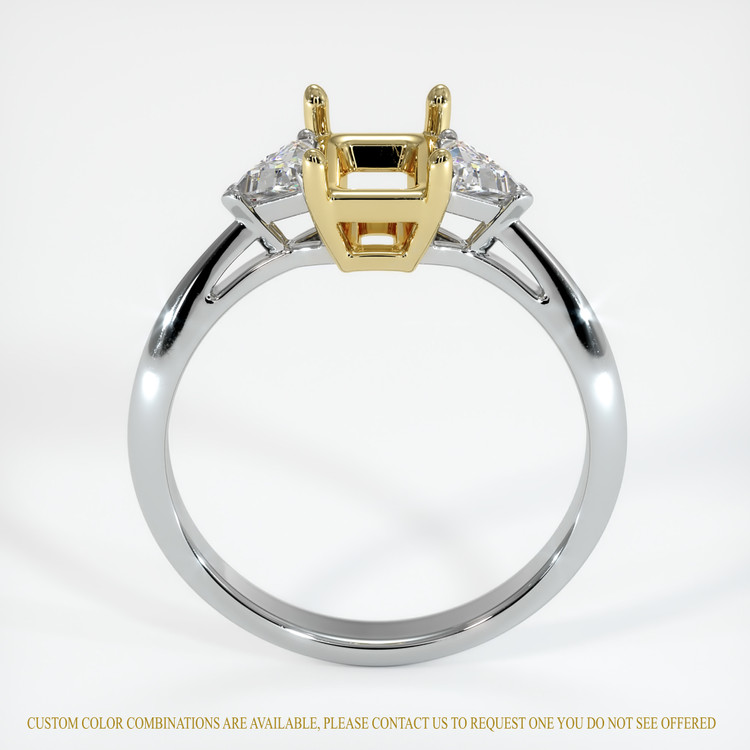 18K Yellow & White Three Stone Ring Setting
