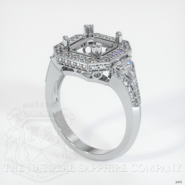 10K White Gold Antique Style Ring Setting