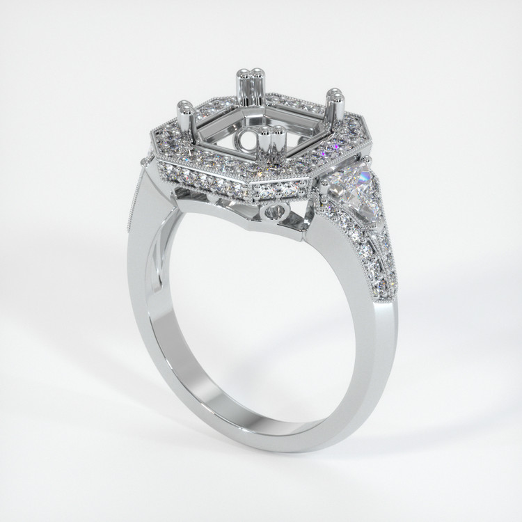 14K White Gold Antique Style Ring Setting