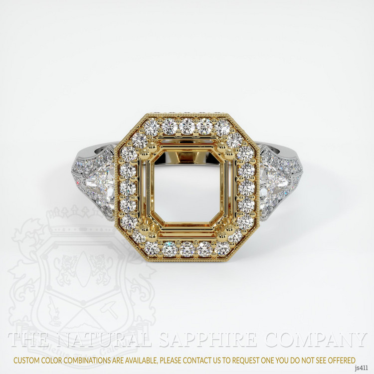 14K Yellow & White Antique Style Ring Setting