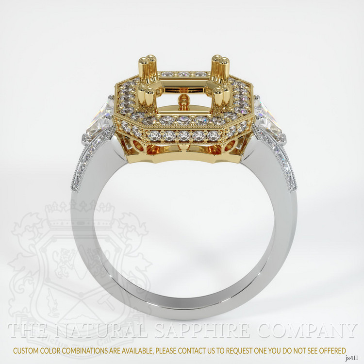 14K Yellow & White Antique Style Ring Setting