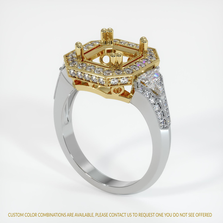 18K Yellow & White Antique Style Ring Setting