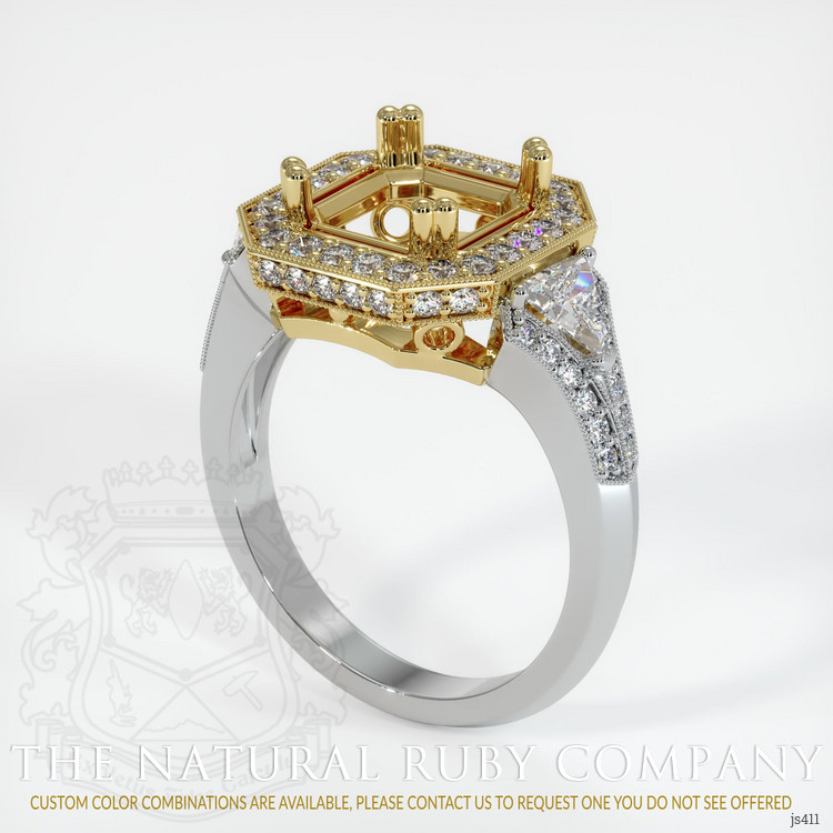 18K Yellow & White Antique Style Ring Setting