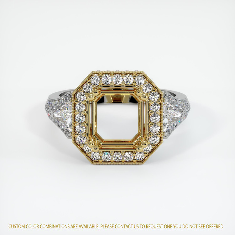 18K Yellow & White Antique Style Ring Setting