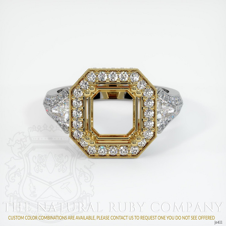 18K Yellow & White Antique Style Ring Setting