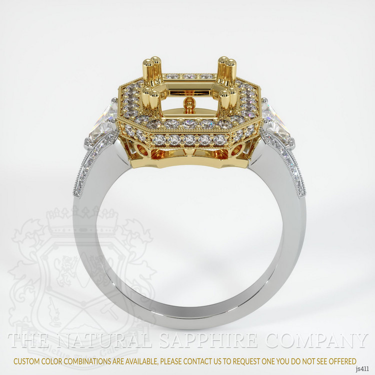 18K Yellow & White Antique Style Ring Setting
