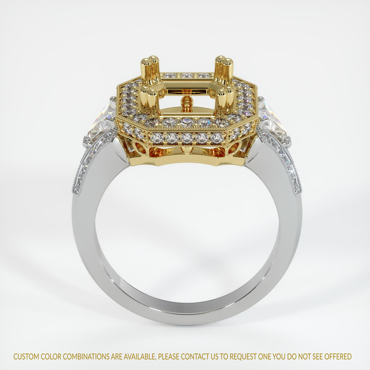 18K Yellow & White Antique Style Ring Setting