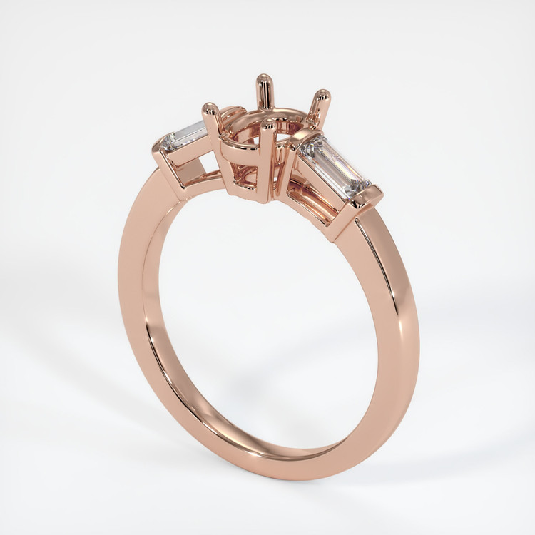 14K Rose Gold Three Stone Ring Setting