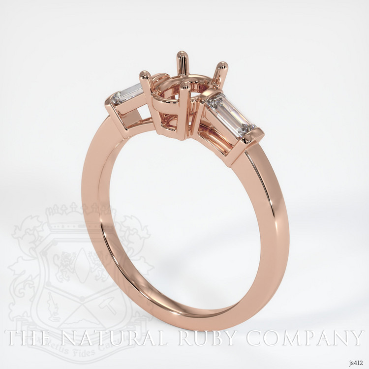 14K Rose Gold Three Stone Ring Setting