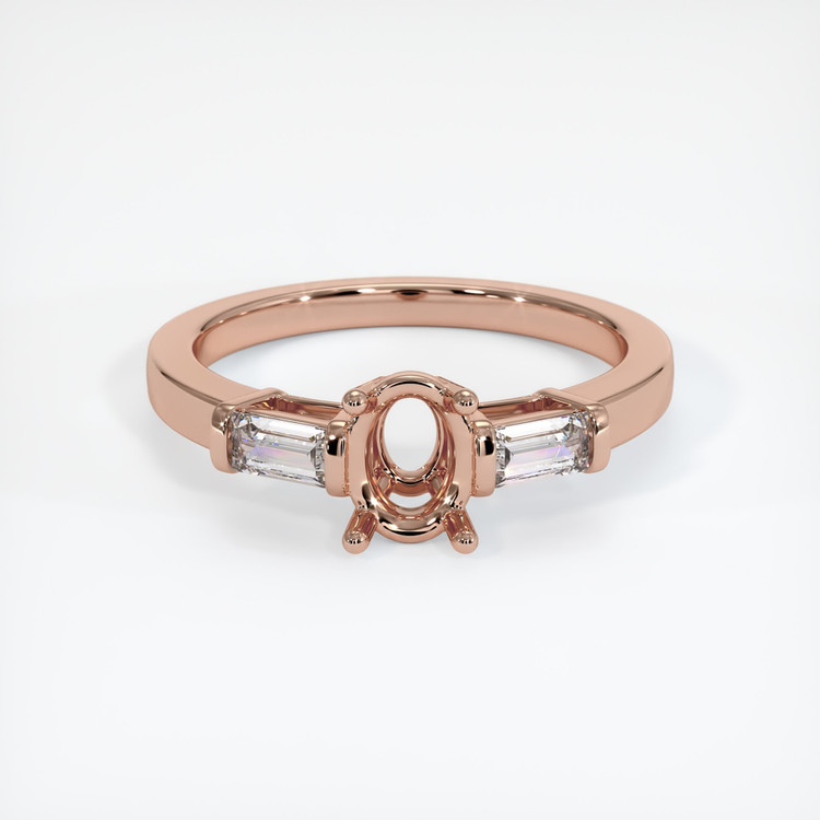 14K Rose Gold Three Stone Ring Setting