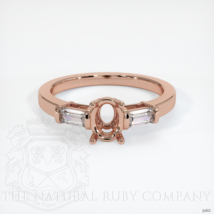 14K Rose Gold Three Stone Ring Setting