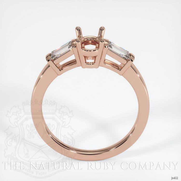 14K Rose Gold Three Stone Ring Setting