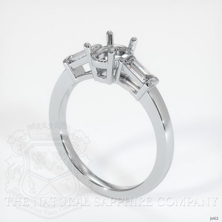 14K White Gold Three Stone Ring Setting