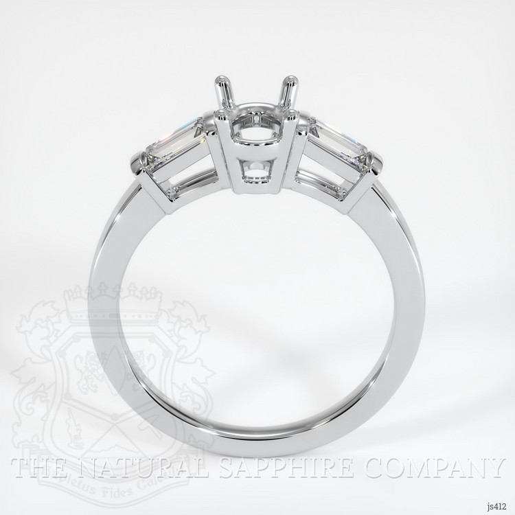 14K White Gold Three Stone Ring Setting