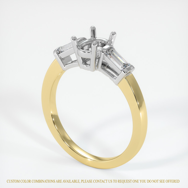 14K White & Yellow Three Stone Ring Setting