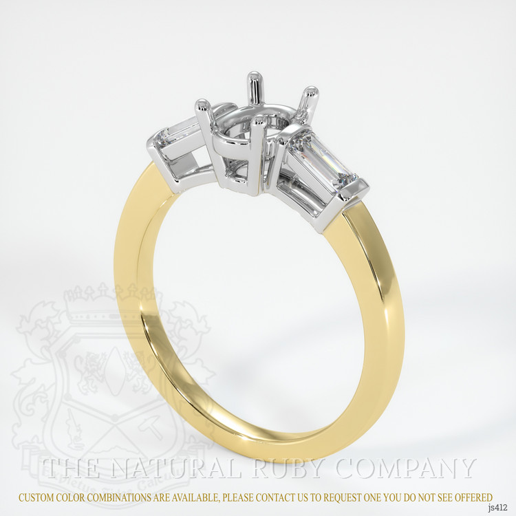 14K White & Yellow Three Stone Ring Setting