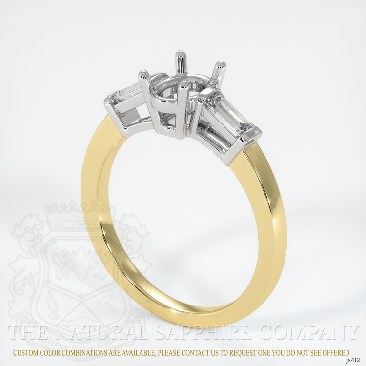 14K White & Yellow Three Stone Ring Setting