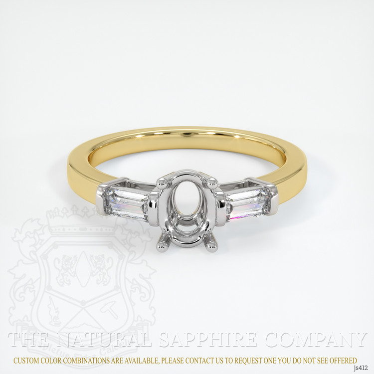 14K White & Yellow Three Stone Ring Setting