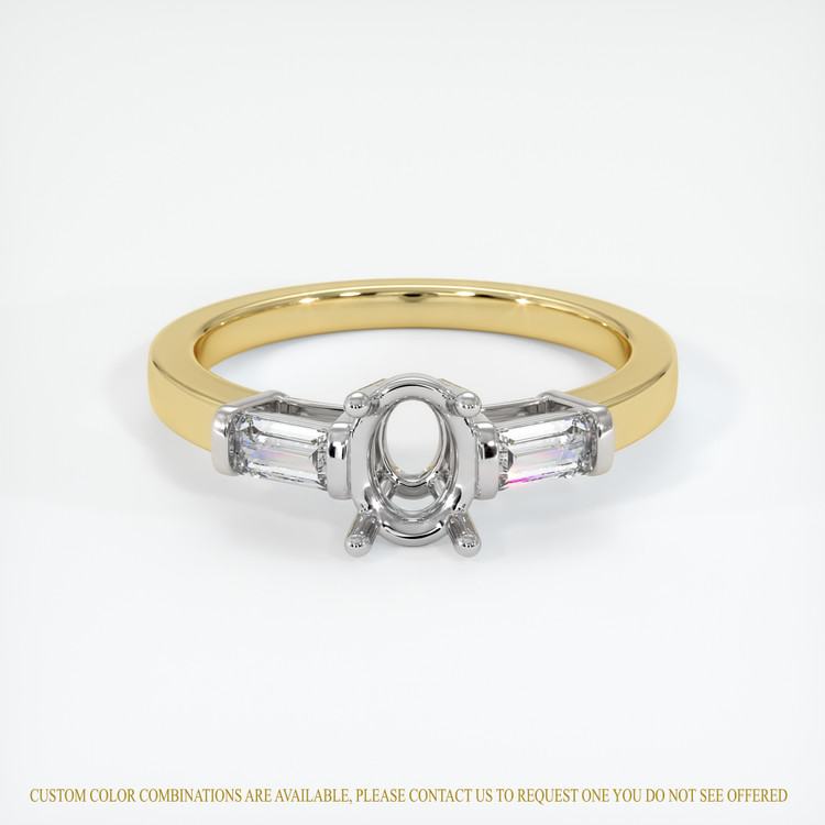 14K White & Yellow Three Stone Ring Setting