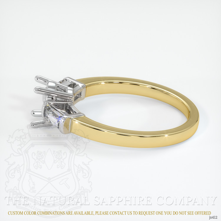 14K White & Yellow Three Stone Ring Setting