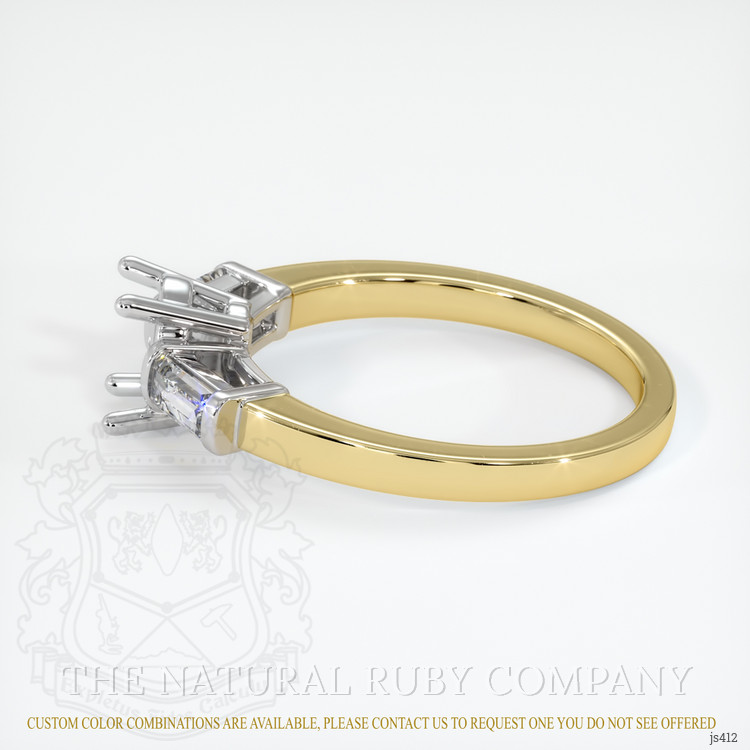 14K White & Yellow Three Stone Ring Setting
