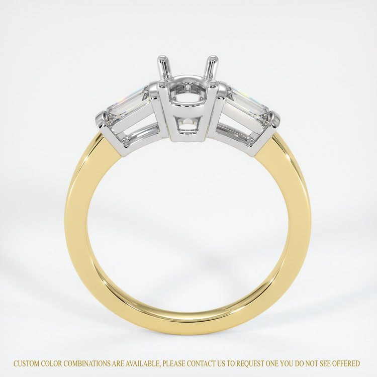 14K White & Yellow Three Stone Ring Setting