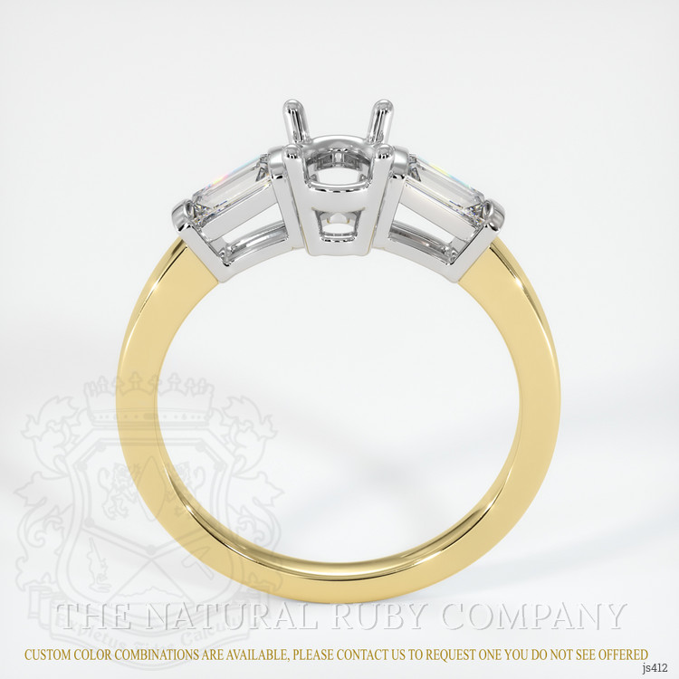 14K White & Yellow Three Stone Ring Setting