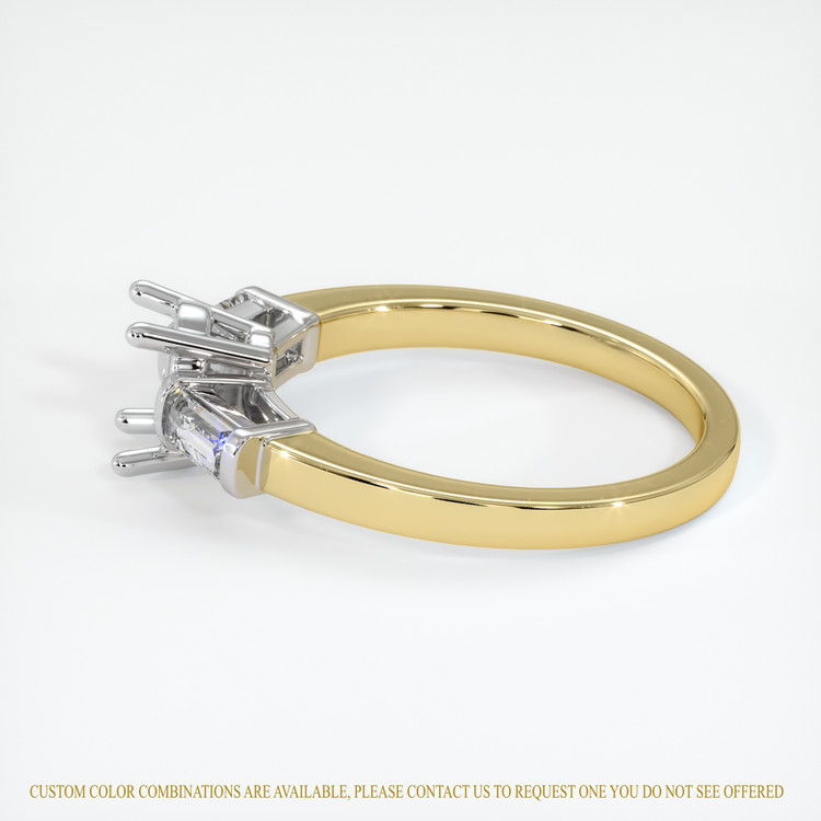 18K White & Yellow Three Stone Ring Setting