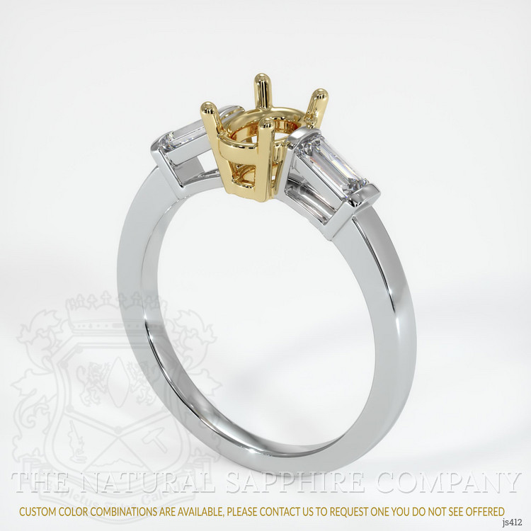 14K Yellow & White Three Stone Ring Setting