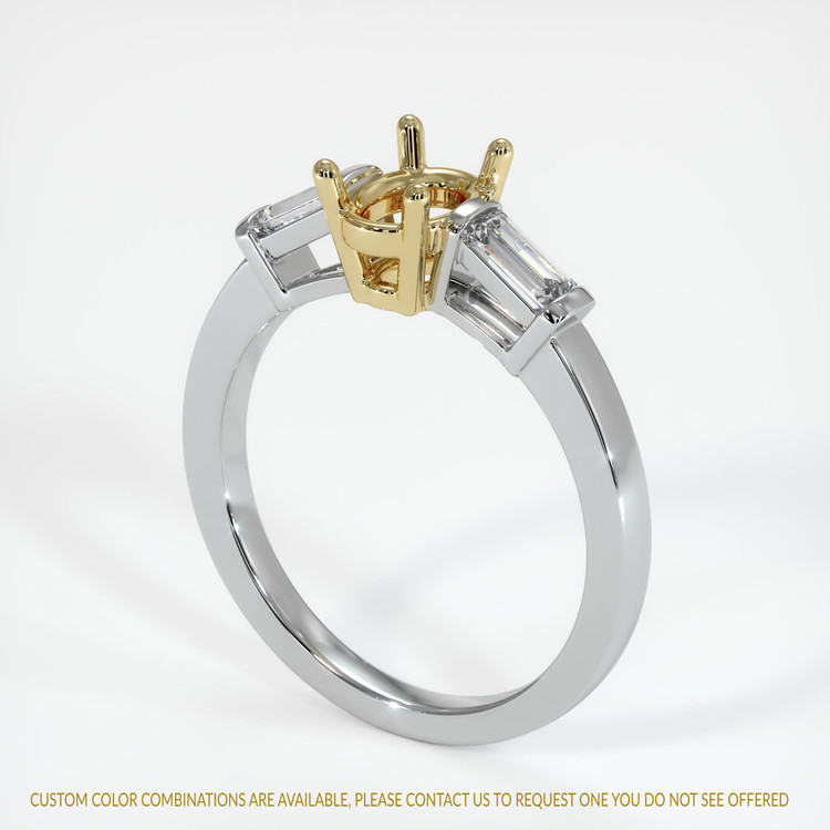 14K Yellow & White Three Stone Ring Setting