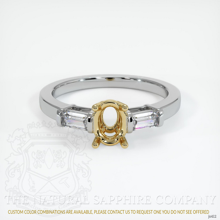 14K Yellow & White Three Stone Ring Setting