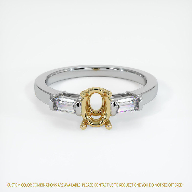 14K Yellow & White Three Stone Ring Setting