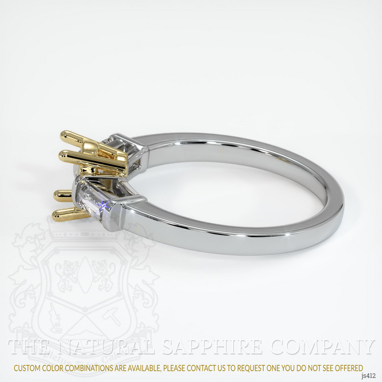 14K Yellow & White Three Stone Ring Setting