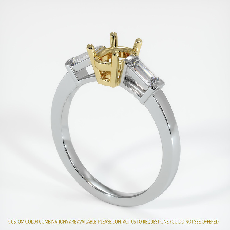 18K Yellow & White Three Stone Ring Setting