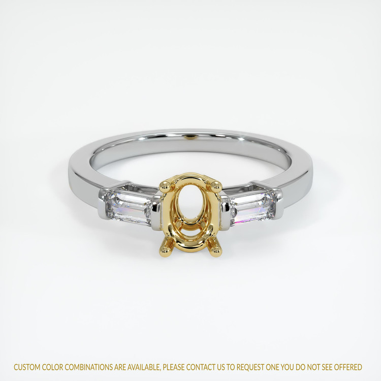 18K Yellow & White Three Stone Ring Setting