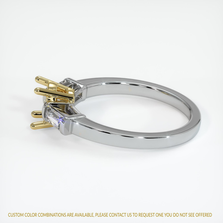 18K Yellow & White Three Stone Ring Setting