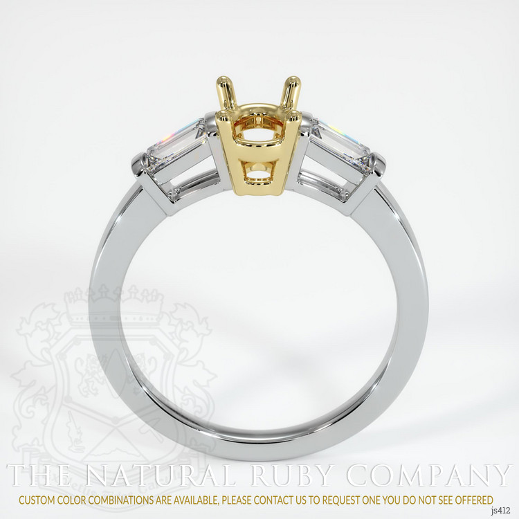 18K Yellow & White Three Stone Ring Setting