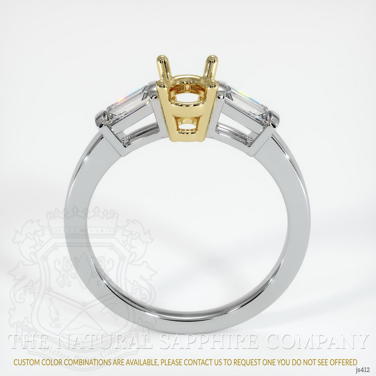 18K Yellow & White Three Stone Ring Setting