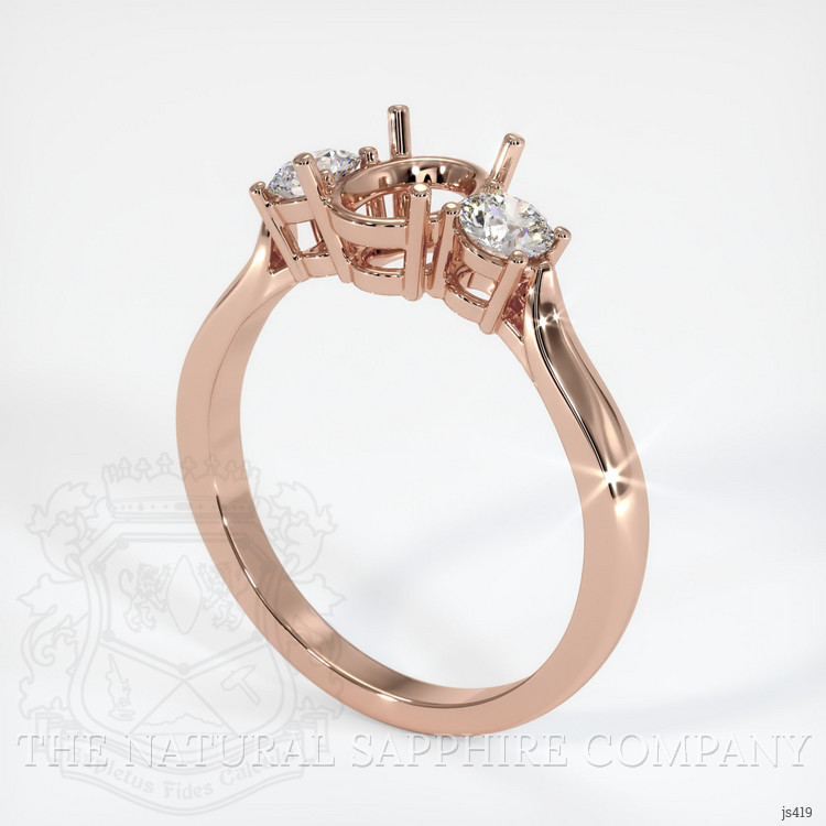 14K Rose Gold Three Stone Ring Setting