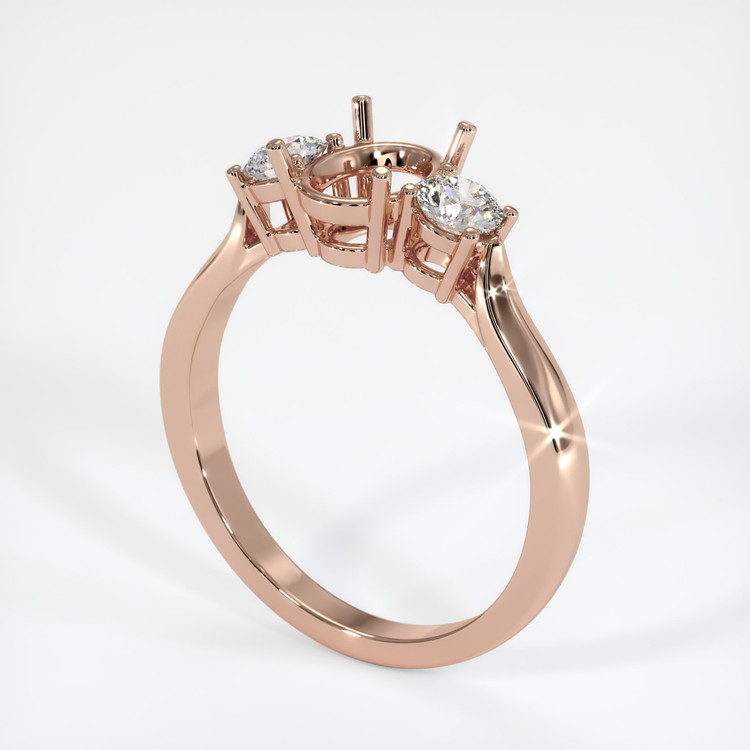 14K Rose Gold Three Stone Ring Setting
