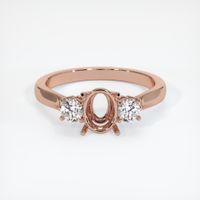 14K Rose Gold Three Stone Ring Setting Image