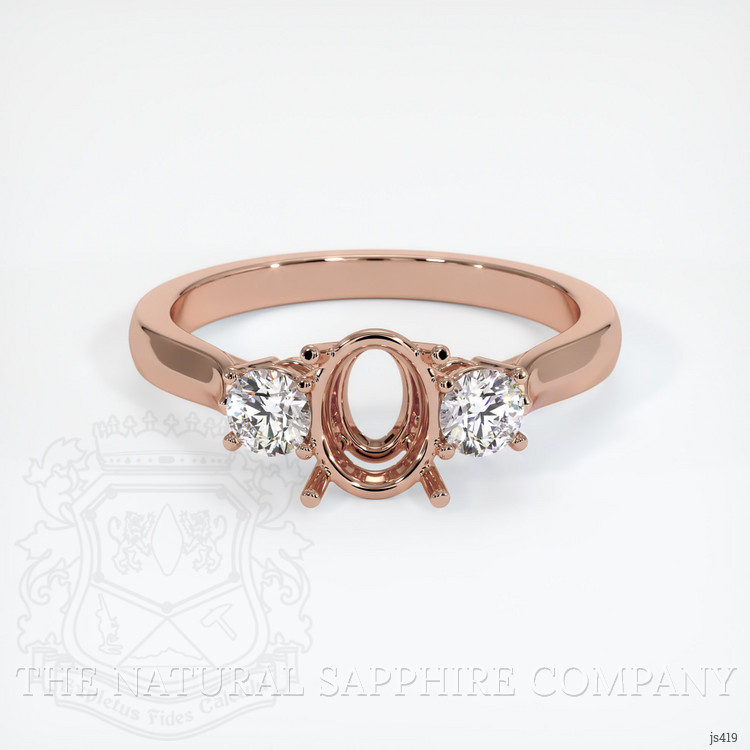 14K Rose Gold Three Stone Ring Setting